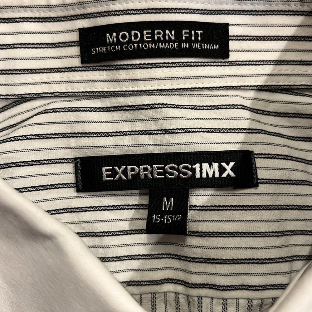 EXPRESS | 1MX striped dress button down shirt, M 15-15 1/2 - Picture 2 of 5